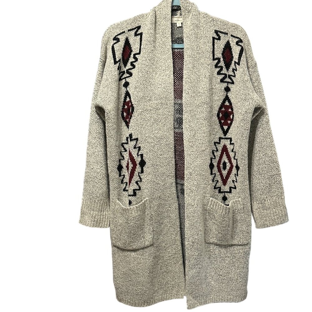 Debut size M beige southwest print pockets long sleeve open cardigan tag missing
